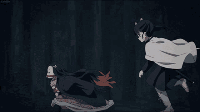 a girl with a sword is fighting another girl with a sword