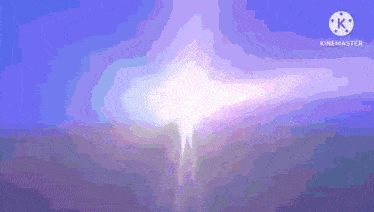 a purple and blue background with a clock and the words kinemaster on the bottom