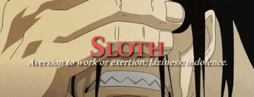 a cartoon drawing of a man with the word sloth on it