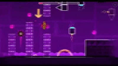 a screenshot of a video game with a purple background and a bunch of stars and clouds .
