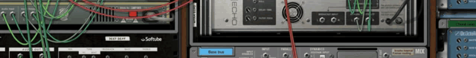 a computer screen shows a bunch of electronics including a bass knob