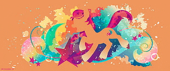 a colorful illustration of a pony with a rainbow mane and tail
