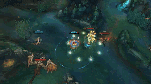 a screenshot of a league of legends game shows a few players