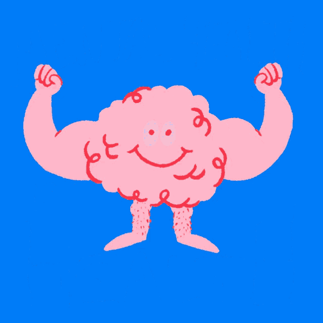 a cartoon illustration of a brain with muscles and the words mental health is health below it