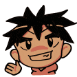 a cartoon drawing of a boy giving a thumbs up