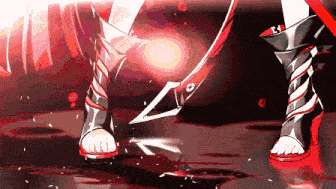 a pixel art drawing of a person 's feet with a sword