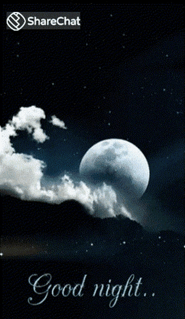 a poster that says good night with a full moon in the background