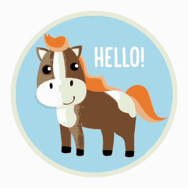 an illustration of a horse with the words hello written on it