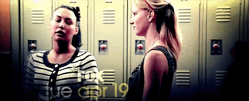 two girls are standing in front of lockers with the date april 19