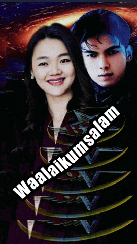a picture of a man and a woman with the words waalaikumsalam on the bottom
