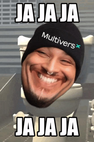 a man wearing a black hat that says multivers x on it