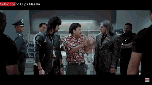 a group of men are talking in a hospital room with the words subscribe to clips masala on the bottom of the screen