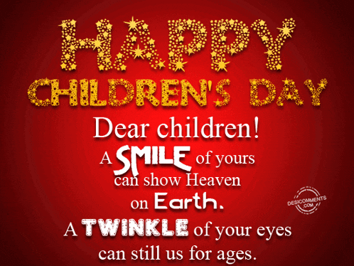 a red background with the words happy children 's day dear children