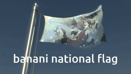 a bananai national flag with a picture of a girl on it