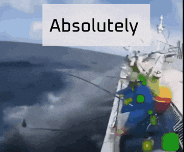 a picture of a boat with a sign that says " absolutely "