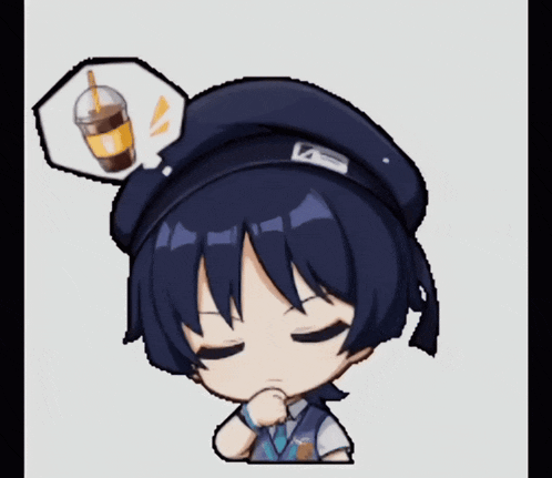 a cartoon of a person with a straw in a glass above their head
