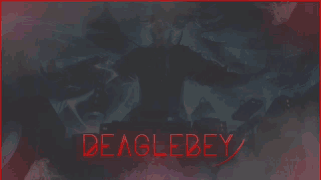 deaglebey is written in red letters on a purple background