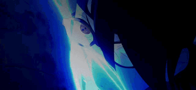 a close up of a person 's face with a lightning bolt coming out of their eyes