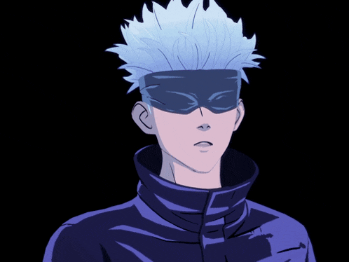 a drawing of a person with white hair and a black eye mask