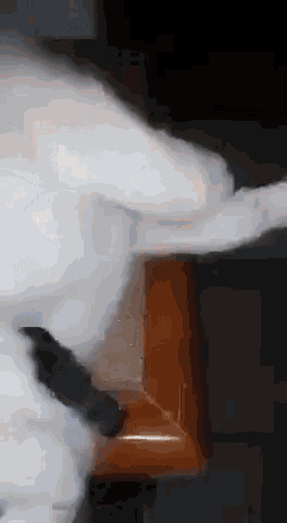 a close up of a cat 's paw on a table .