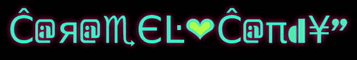 a neon sign that says ' caramel ely candy ' on it