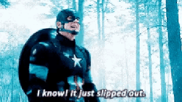 a pixel art of captain america saying i know it just slipped out