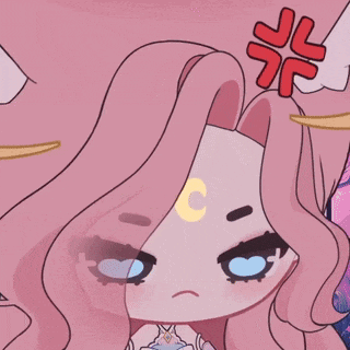 a cartoon girl with a crescent moon on her forehead