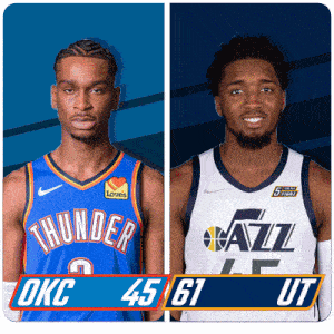 Oklahoma City Thunder (45) Vs. Utah Jazz (61) Half-time Break GIF - Nba Basketball Nba 2021 GIFs