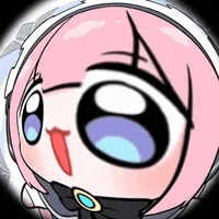 a close up of a cartoon character with pink hair wearing headphones .