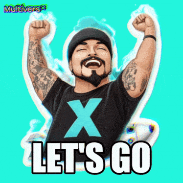 a cartoon of a man with the words let 's go