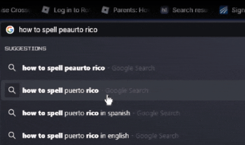 a google search for how to spell peaurto rico is shown