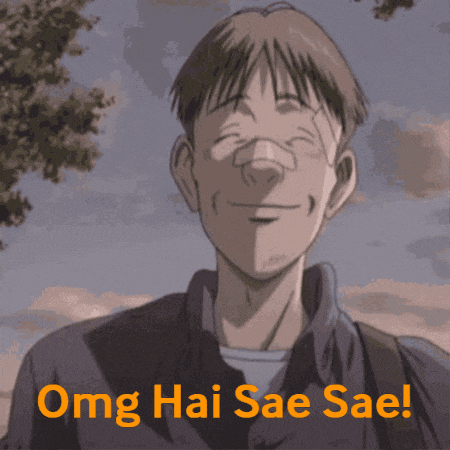 a man is smiling with the words omg hai sae sae