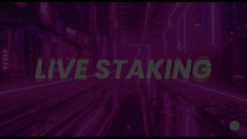 a purple background with the words live staking