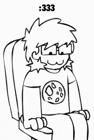 a black and white drawing of a person wearing glasses and a shirt that says : 333
