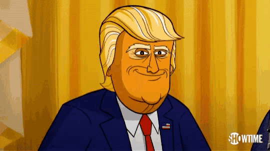 a cartoon of donald trump with showtime written on the bottom right