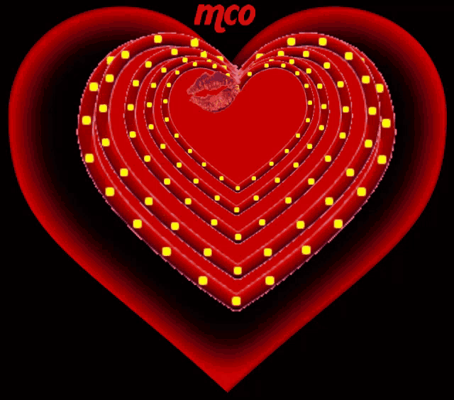 a red heart with the word mco on the top