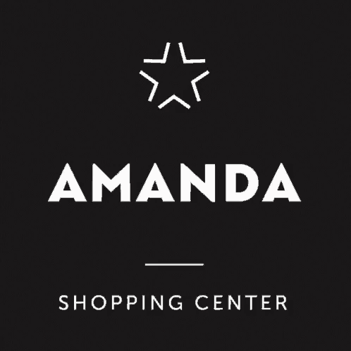 a logo for amanda shopping center with a star