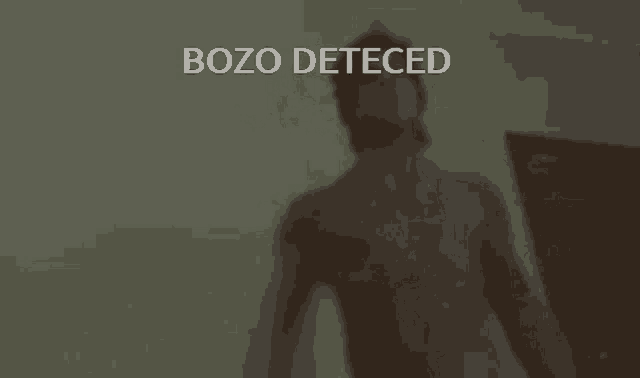 a blurred image of a person with the words bozo deteced on the bottom