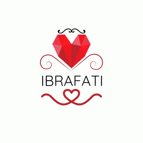 a logo for ibrafati with a red heart and swirls on a white background