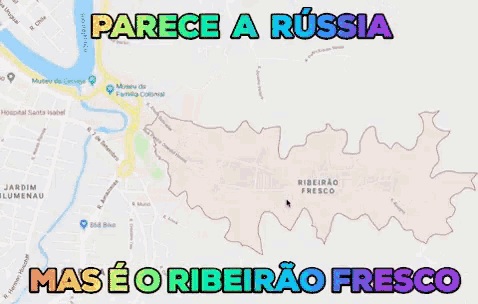 parece a russia mas e o ribeirao fresco is written on the map