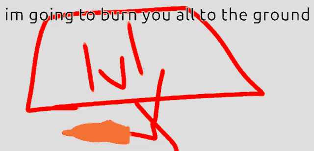 a drawing of a triangle with the words im going to burn you all to the ground above it