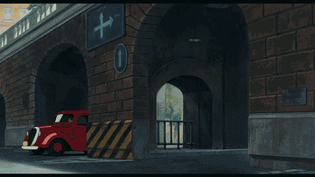 a cartoon witch is flying over a red van with a taxi sign on the top