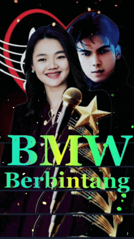 a poster of a man and a woman with the words bmw berbintang on it