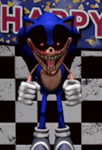 a cartoon character is standing in front of a sign that says happy