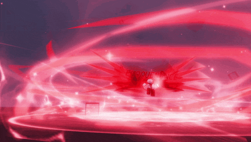 a person in a video game is surrounded by red swirls and a sign that says evoque force