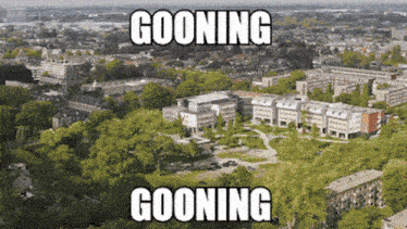 an aerial view of a city with the words ' going ' and ' going ' above it