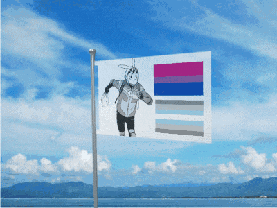a bisexual flag with a picture of a person on it