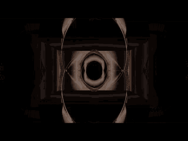 a dark room with a circle in the center