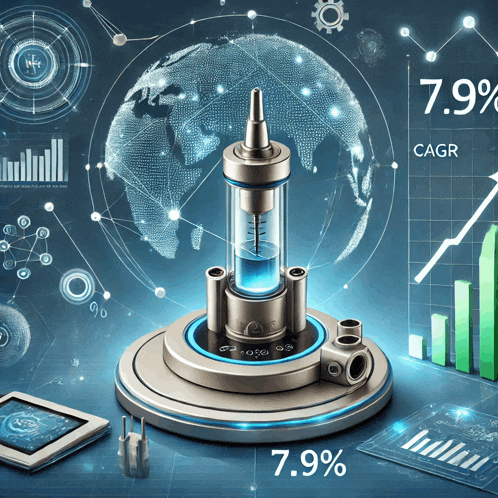 an illustration of a device with a globe in the background and the number 7.9% on the bottom