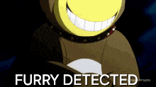 a picture of a dog with the words furry detected written on it